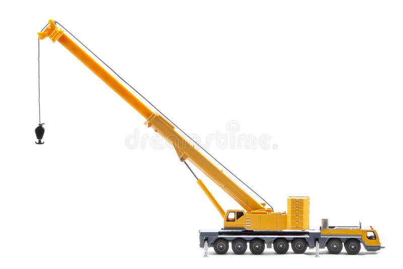 Toy truck crane isolated over white backgroung