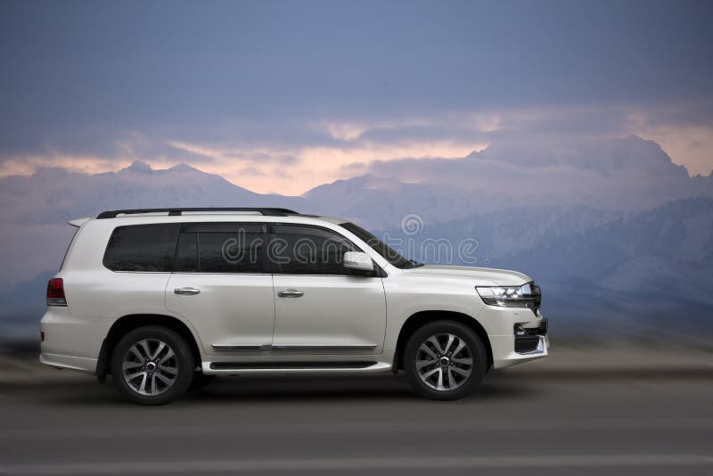 Toyota Land Cruiser White Car. Stock Image - Image of toyota, blurred