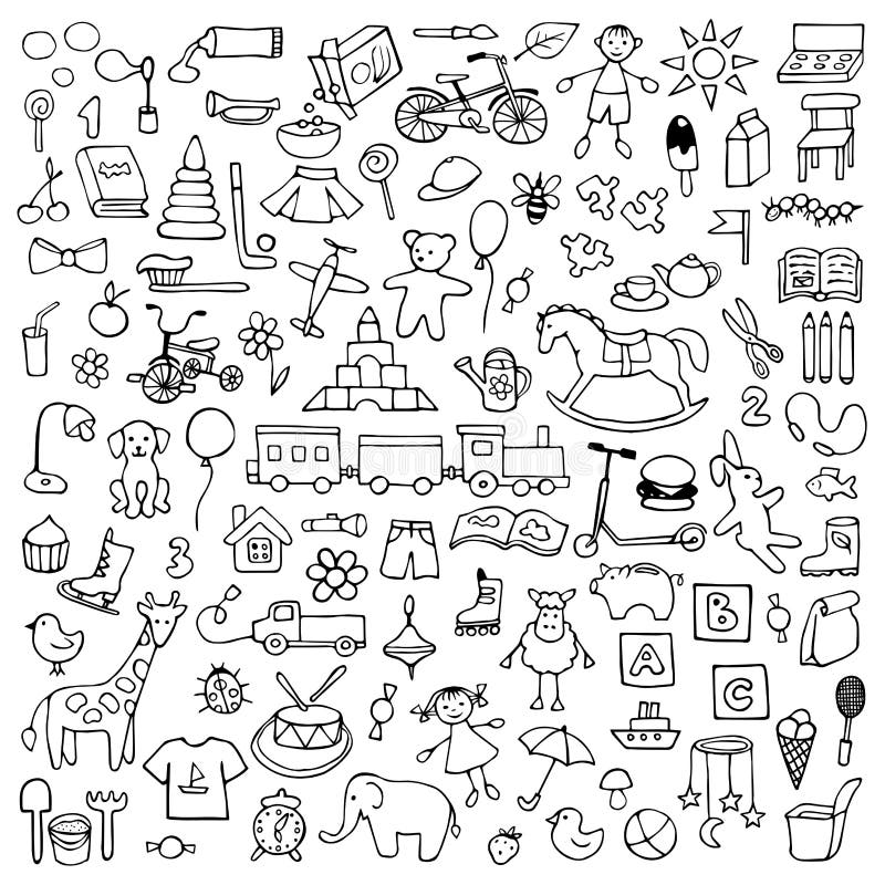 Toys hand drawn doodle set stock vector. Illustration of doodles - 61014792