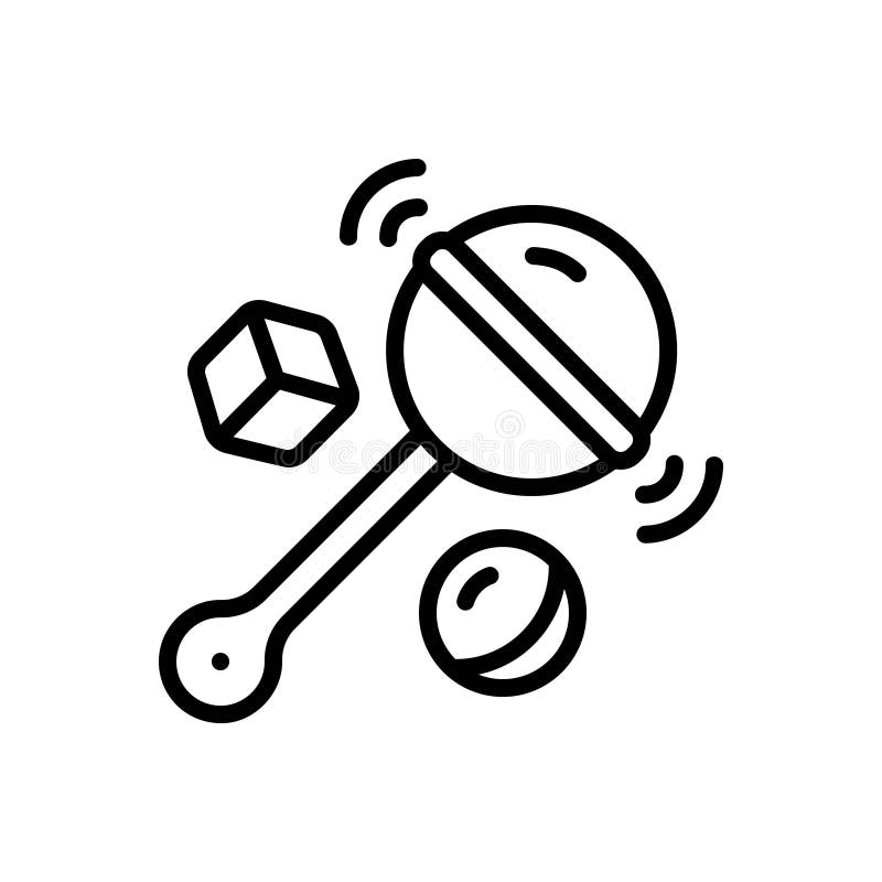 Black line icon for Toys, rattles and plaything stock illustration
