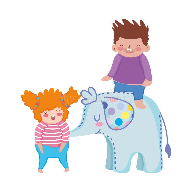 Toys Object for Small Kids To Play Cartoon, Little Girl and Boy with  Elephant Stock Vector - Illustration of color, game: 192844259
