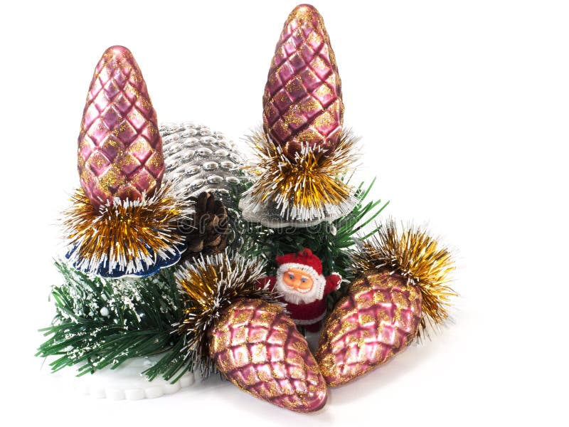 Toys, santoklaus, bumps, isolate branch of the Christmas royalty free stock photo Toys, santoklaus, bumps, isolate branch of the Christmas royalty free stock photo