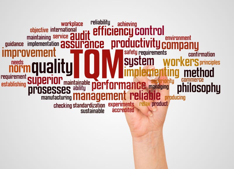 Quality Management Word Cloud Hand Sphere Concept Stock Illustration