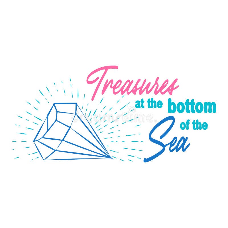 Tresors Au Fond De La Mer Citation Sur Les Bijoux Des Sirenes De Mer Et Les Eclaboussures D Eau Carte Sirene Avec Marine Dessine Illustration De Vecteur Illustration Du Conception Inscription