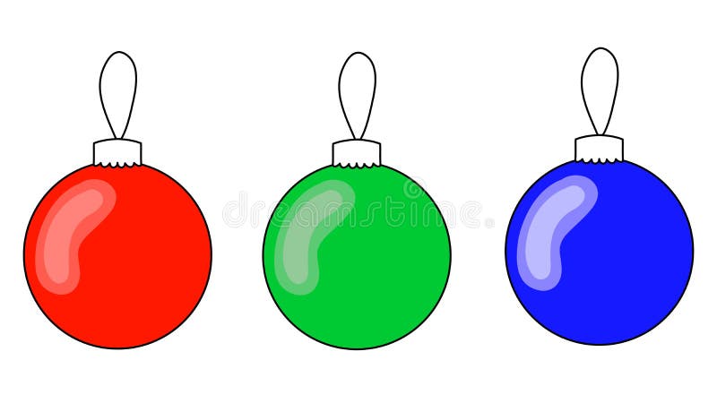 Três Bolas Para a árvore De Natal. Bola De Vidro Simples, Azul-vermelha, De  Desenho Livre, Com Corda Para Decoração De árvores De Ilustração do Vetor -  Ilustração de estilo, verde: 197076423