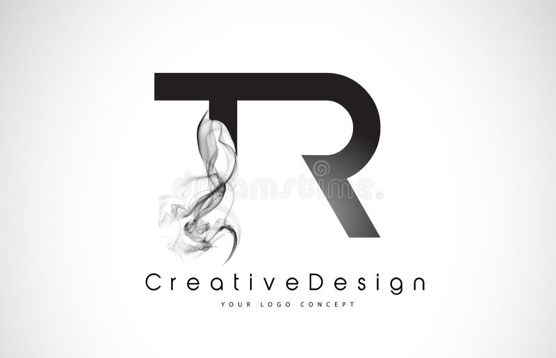 Tr-Buchstabe Logo Design mit schwarzem Rauche