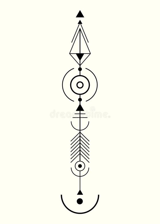 Graphic Arrow for Tattoo Design. Vector Minimalist Totem, Sacred Geometry,  Hipster Design Elements. Vector Art, Clipart Stock Vector - Illustration of  elements, arrows: 221148679