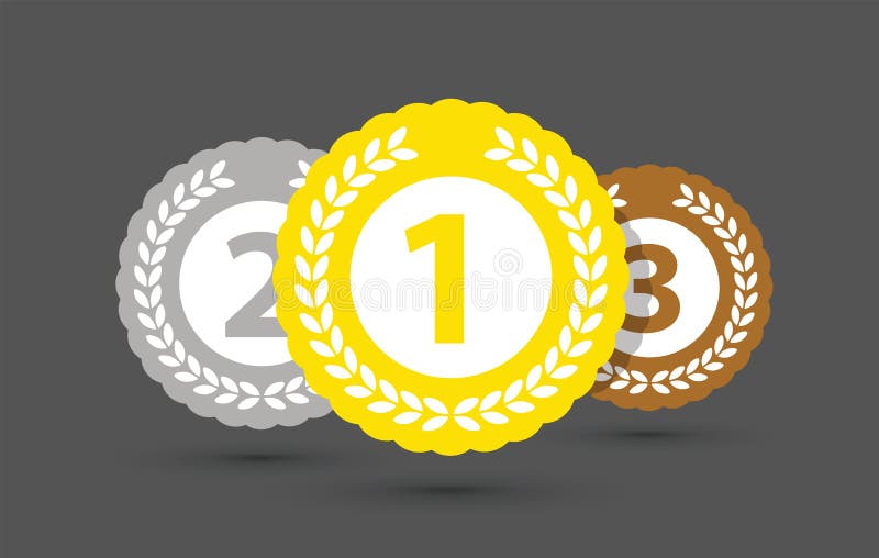 Tr? s medalhas superiores ilustração stock