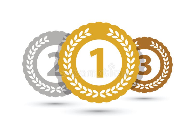 Tr? s medalhas superiores ilustração stock
