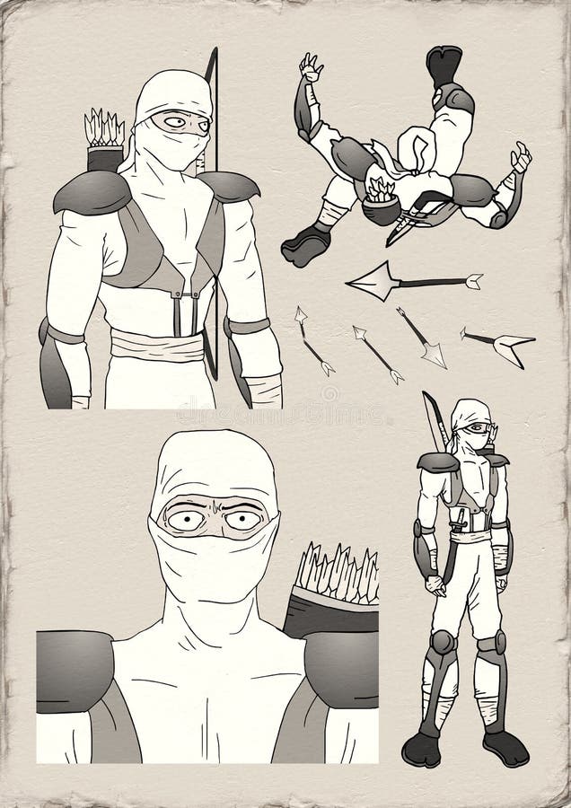 Ninja branco ilustração do vetor. Ilustração de caratê - 44500437