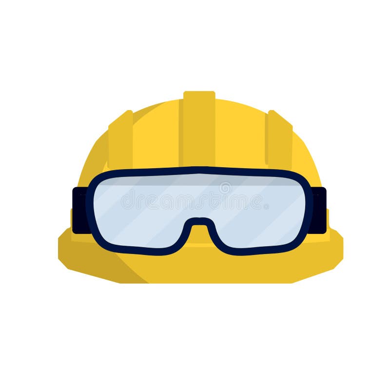 Trabajador Del Casco Amarillo. Constructor De Gafas De Seguridad.  Ilustración Plana De Dibujos Animados. Trabajos De Reparación E Ilustración  del Vector - Ilustración de vector, objeto: 192730376