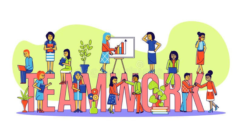 Trabajo En Equipo De Negocios Con Empresarias Personajes Ilustraciones Vectoriales. Trabajo De Dibujos Animados En El Concepto De Ilustración del Vector - Ilustración de oficina, juego: 205690779 Trabajo En Equipo De Negocios Con Empresarias Personajes Ilustraciones Vectoriales. Trabajo De Dibujos Animados En El Concepto De Ilustración del Vector - Ilustración de oficina, juego: 205690779