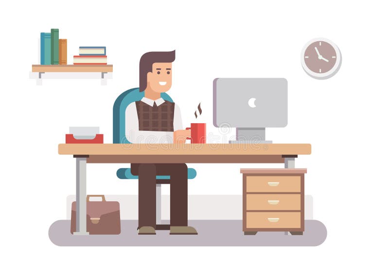 Trabalhador de escritório do homem ilustração stock Trabalhador de escritório do homem ilustração stock