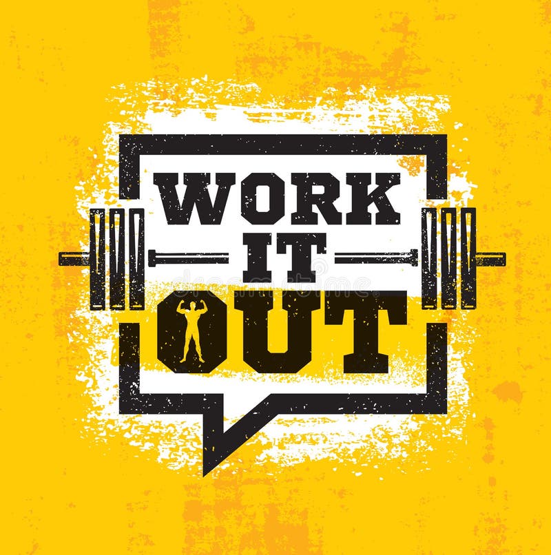 Trabalhe-o para fora Conceito forte do elemento do exercício e do projeto do Gym da aptidão Citações da motivação do esporte Sina ilustração stock Trabalhe-o para fora Conceito forte do elemento do exercício e do projeto do Gym da aptidão Citações da motivação do esporte Sina ilustração stock
