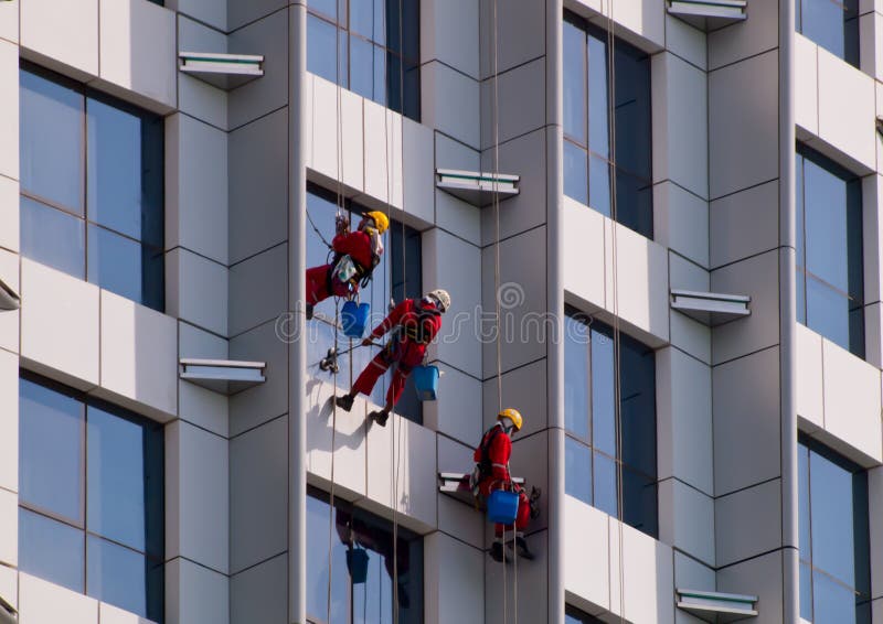 Working at heights window cleaners. Working at heights window cleaners