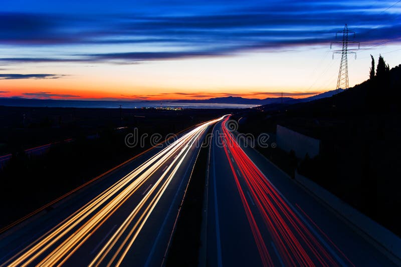 Tracce dell'indicatore luminoso dell'automobile immagini stock libere da diritti Tracce dell'indicatore luminoso dell'automobile immagini stock libere da diritti