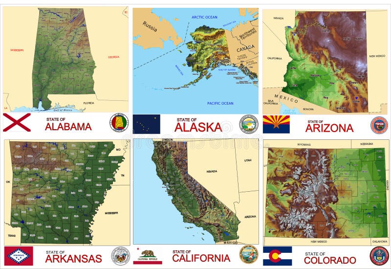 Cartes des comtés des États-Unis, États illustration de vecteur