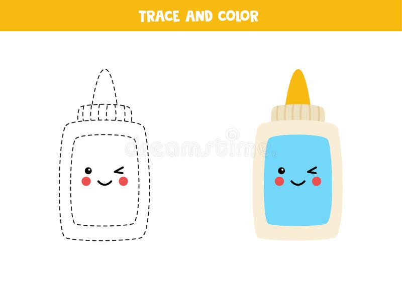 Trace Et Couleur Jolie Colle Kawaii. Feuille De Calcul Pour