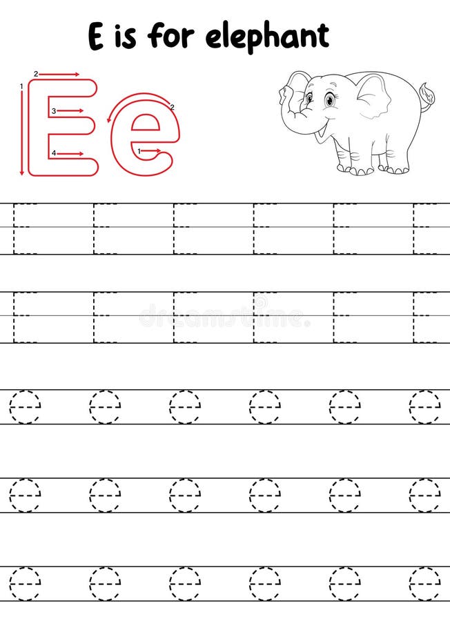 Trace Letter E Uppercase and Lowercase. Alphabet Tracing Practice ...