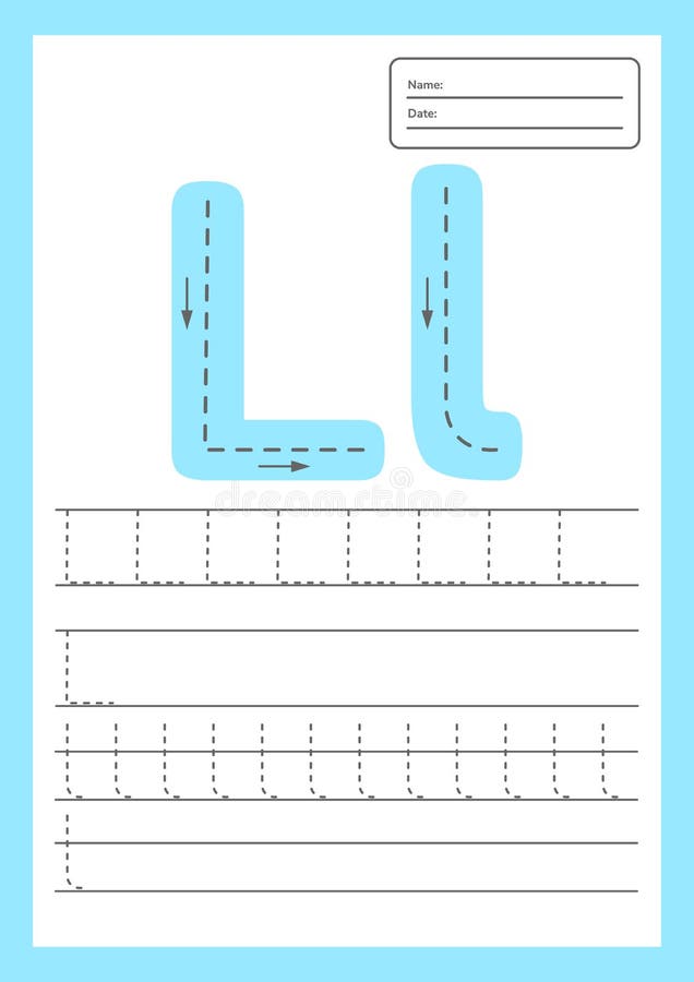 Trace Letters Worksheet A4 For Kids Preschool And School Age Stock 