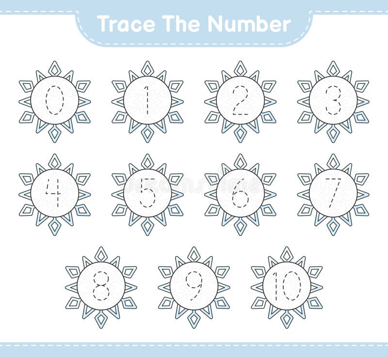 Trace the Number. Tracing Number with Snowflake. Educational Children
