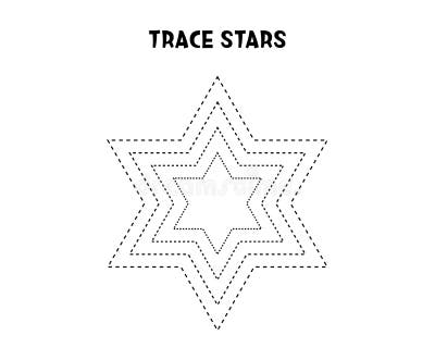 Trace Srars Basic Geometric Shapes Educational Game Worksheet for Kids