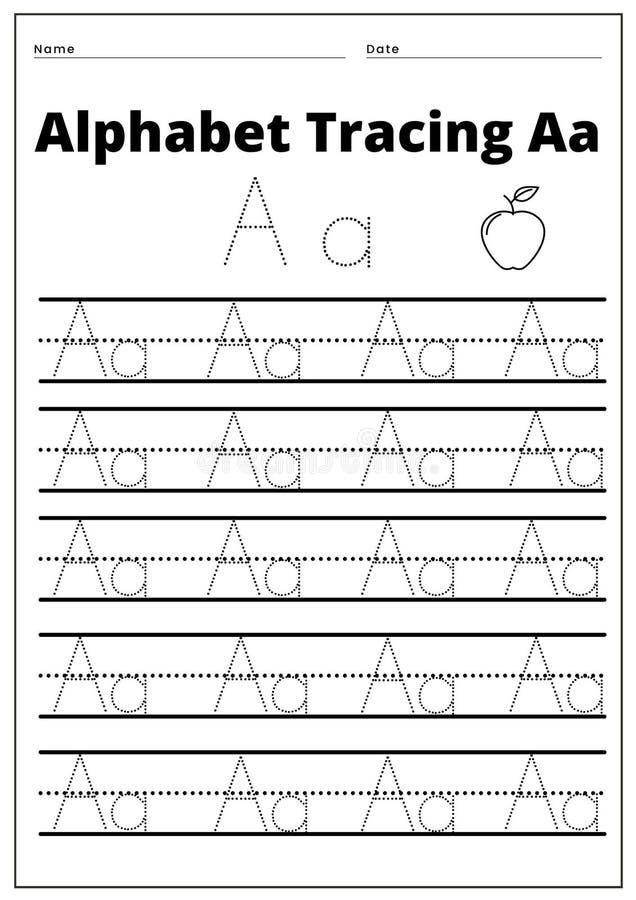 TRACING ALPHABET Aa Worksheet Stock Vector - Illustration of activity