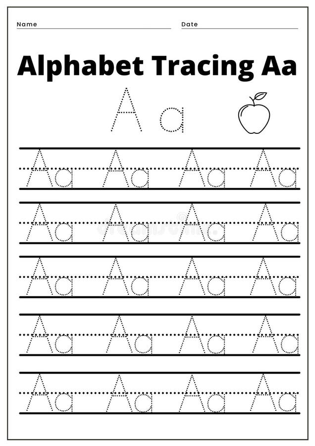 TRACING ALPHABET Aa Worksheet Stock Vector - Illustration of activity ...