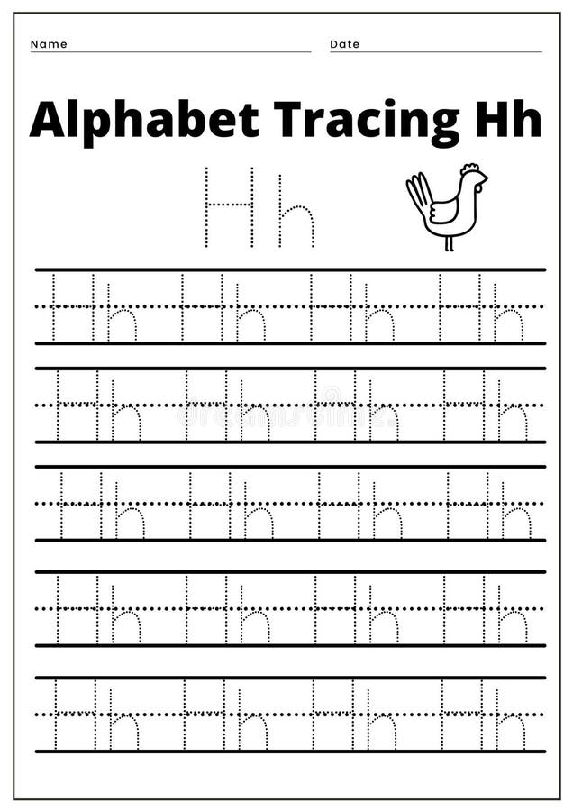 TRACING ALPHABET Hh Worksheet Stock Vector - Illustration of included ...