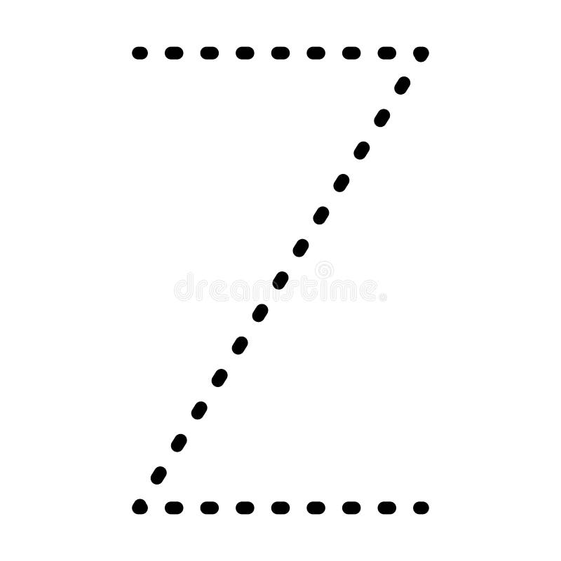 Tracing Alphabet Letter Z Prewriting Dotted Line Element for