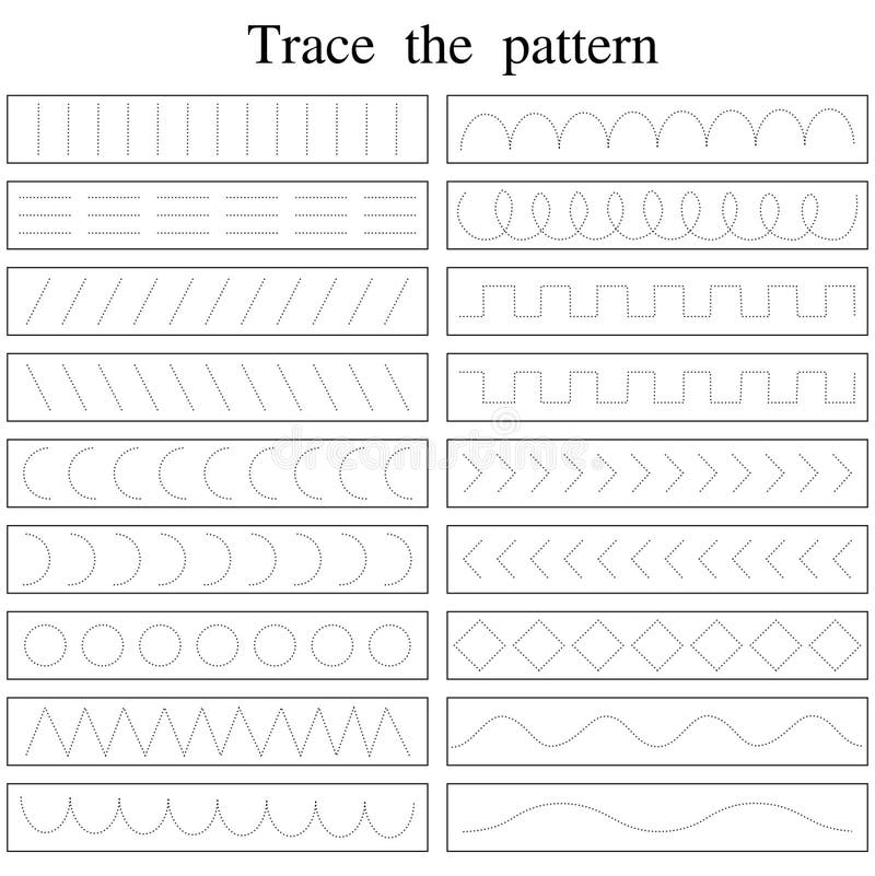 Handwriting practice sheet. Educational children game. Tracing lines with early education worksheet for kids. This can be used for children`s educational concept, games, puzzles, books etc.