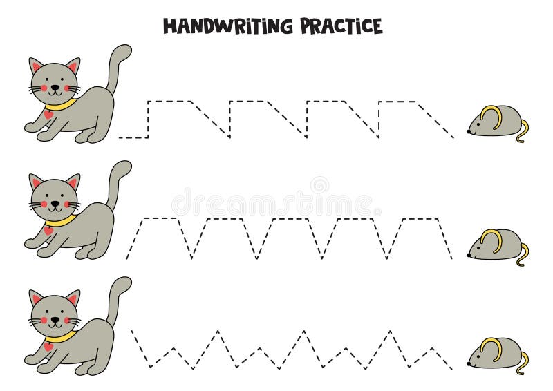 tracing-lines-for-kids-cute-cat-and-mouse-writing-practice-stock