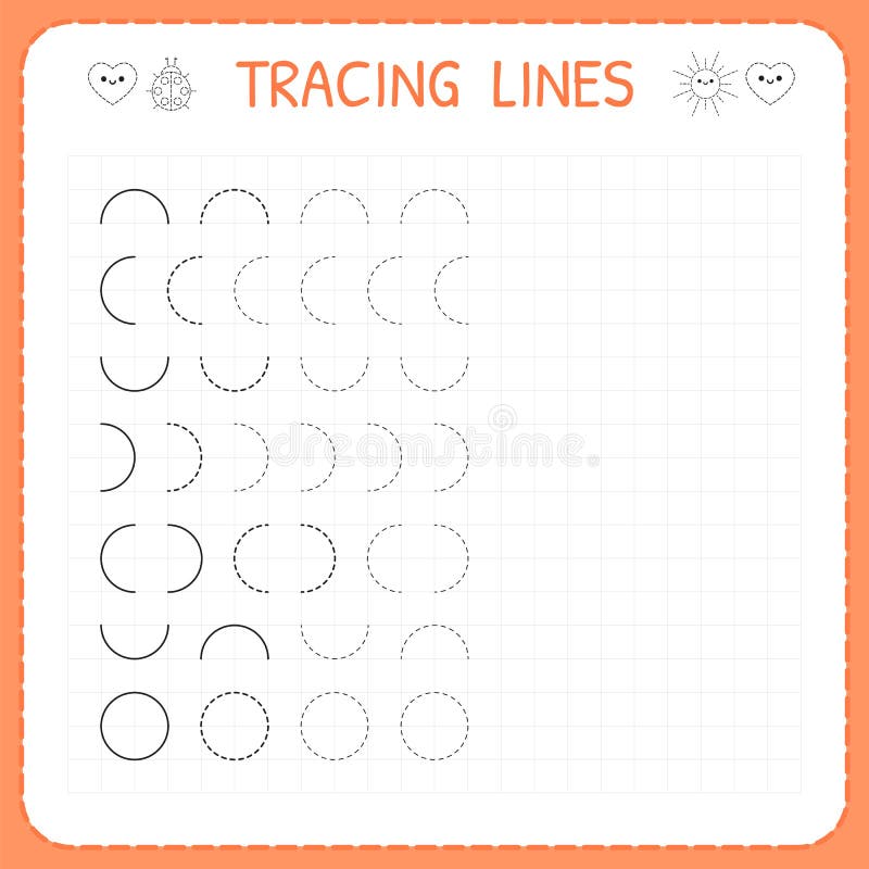 Tracing Lines Worksheet For Kids Basic Writing Working Pages For Children Preschool Or Kindergarten Worksheets Trace The Patt Stock Vector Illustration Of Practise Colorful 113829410