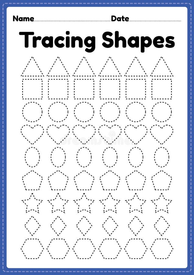 tracing shapes worksheet for kindergarten and preschool kids for handwriting practice and educational activities in a printable stock vector illustration of circle page 216772525