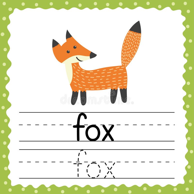 Tracing Words Flashcard - Fox. Phonetic Words in English Stock Vector -  Illustration of children, elementary: 198318400
