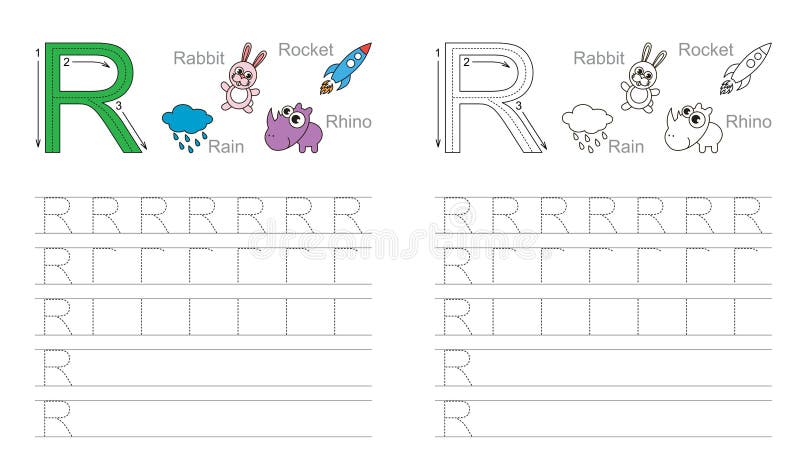 Tracing worksheet for letter R