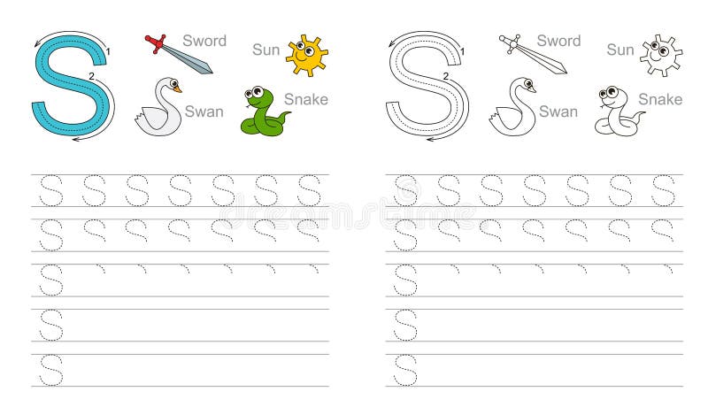 tracing worksheet for letter s stock vector illustration of child letter s tracing worksheets