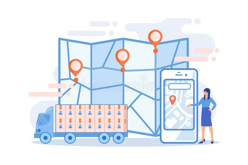 Tracking Delivery, Package on Smartphone Application. Delivery Point