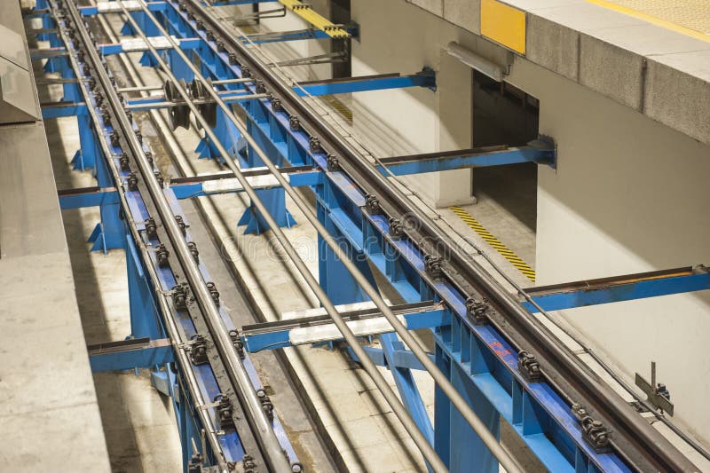 Tracks at an Underground Metro Station Stock Photo Image of support