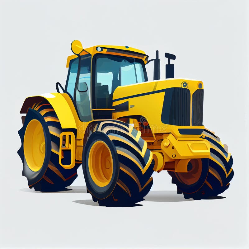 Tractor amarillo aislado. stock de ilustración. Ilustración de pista
