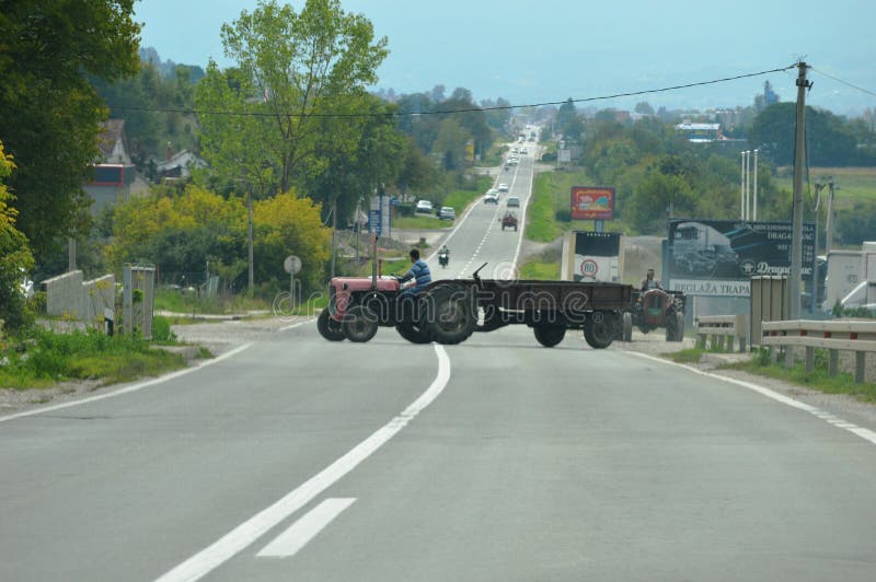 Tractor Crosses the Main Road Stock Image Image of driving, tractor