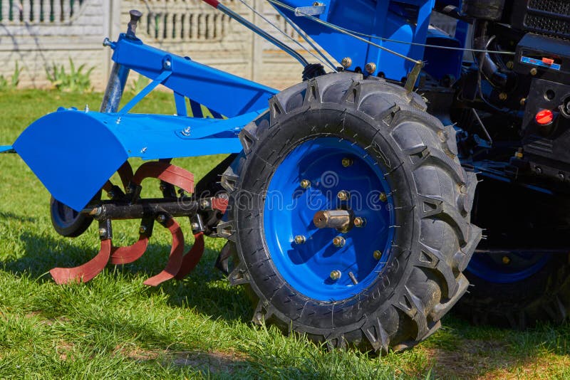 Tractor Cultivator Close Up,new Twowheeled Tractor with a Cultivator