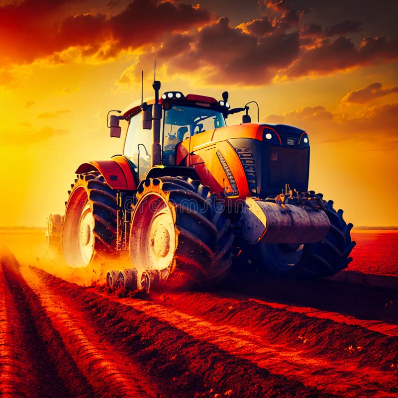 The Tractor Drives Across a Large Field, Doing Work, Generative AI