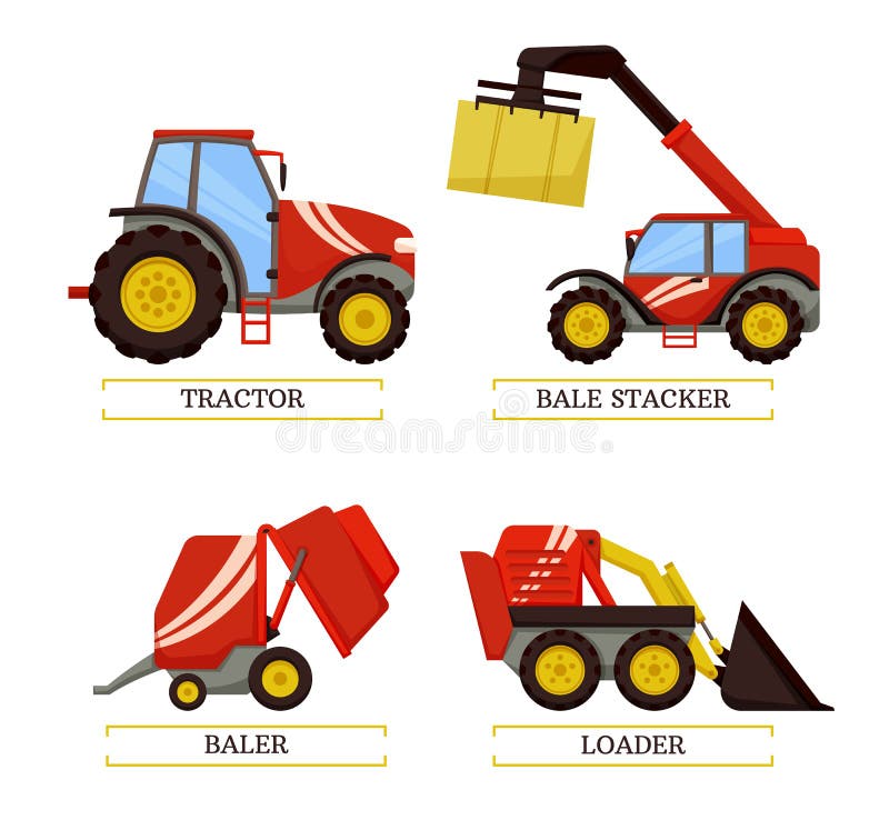 Tractor en Persmachines Vectorillustratie vector illustratie