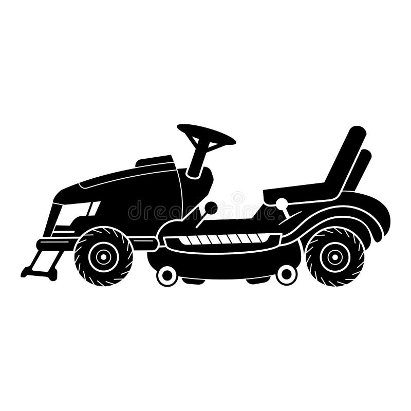 Tractor lawn mower icon, simple style stock illustration Tractor lawn mower icon, simple style stock illustration