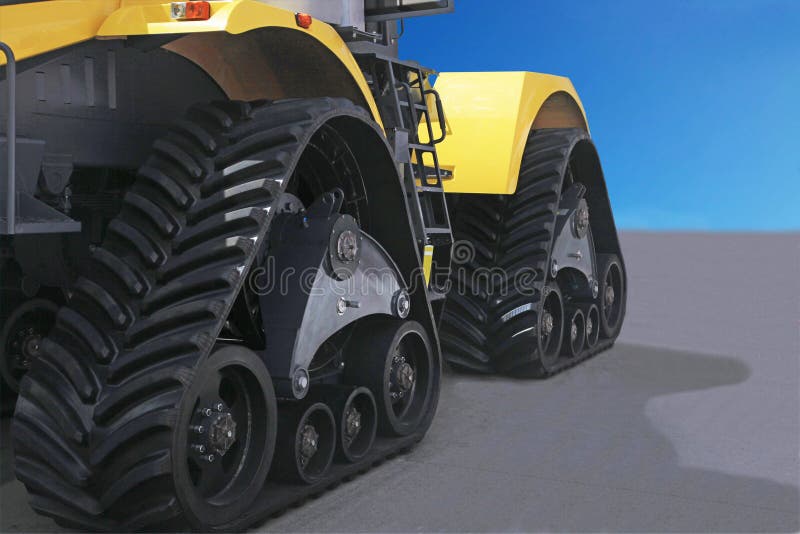 Tractor outside with rubber crampons