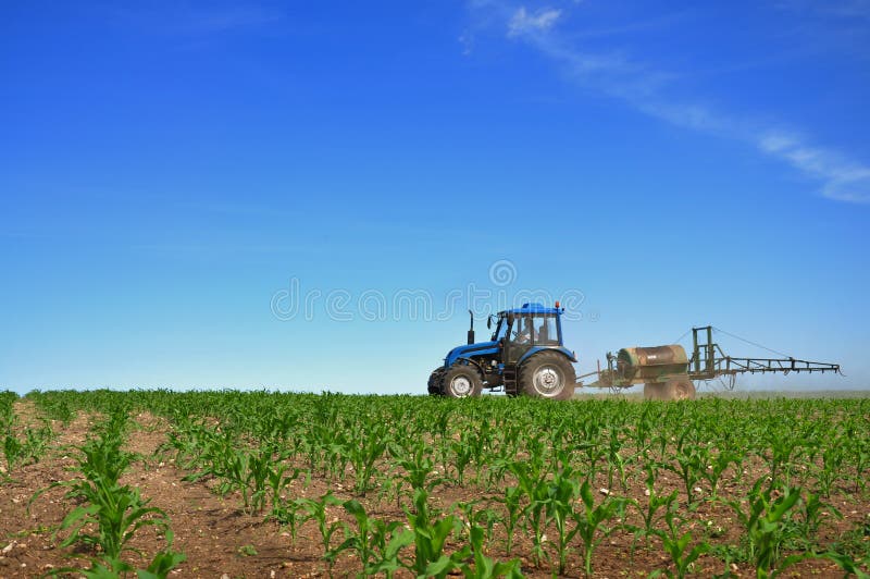 Tractor plowing the fields royalty free stock images