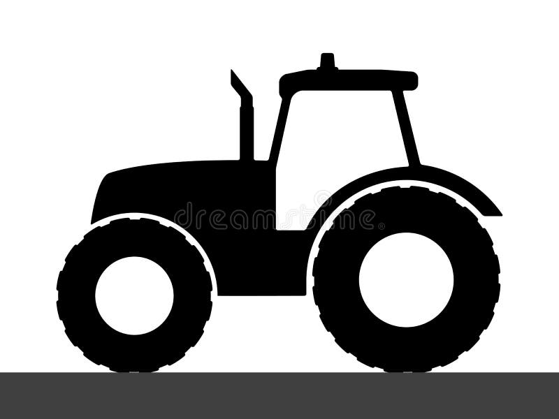 Tractor Silhouette on a White Background. Stock Vector Illustration