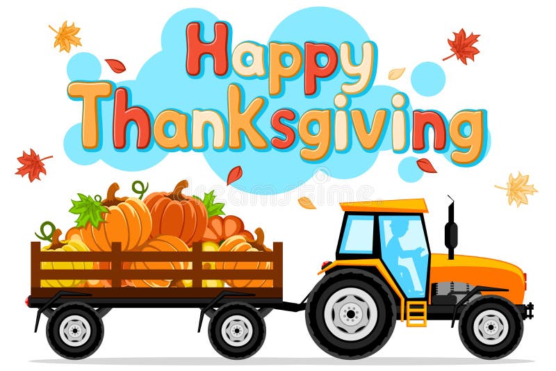 Tractor and Trailer with Pumpkins. Thanksgiving Day Stock Image Image