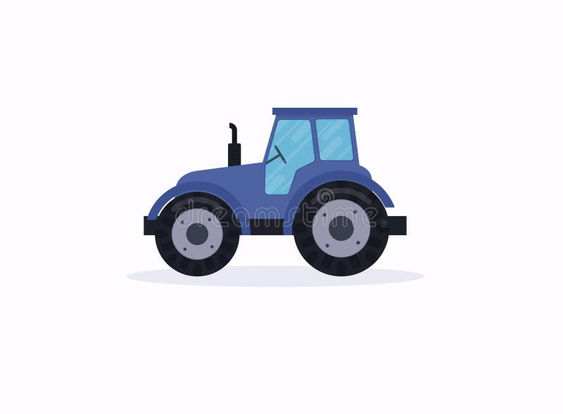 Tractor. Vector Illustration of a Blue Tractor in a Flat Style Stock